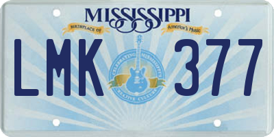 MS license plate LMK377