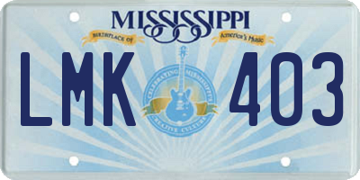 MS license plate LMK403