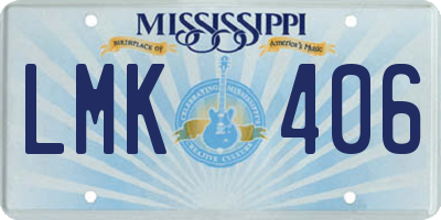 MS license plate LMK406