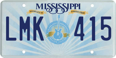 MS license plate LMK415
