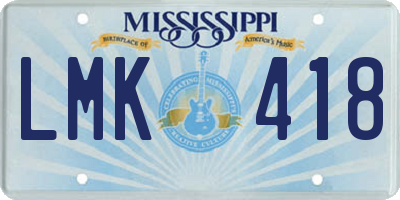 MS license plate LMK418