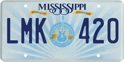 MS license plate LMK420