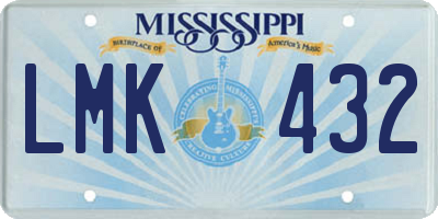 MS license plate LMK432
