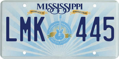 MS license plate LMK445