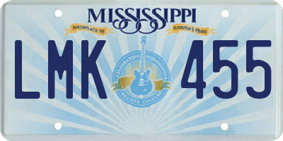 MS license plate LMK455