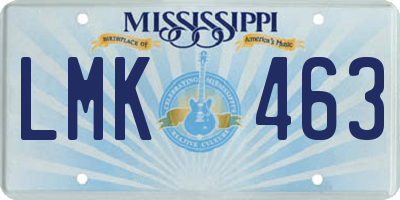 MS license plate LMK463