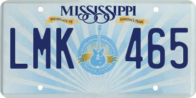 MS license plate LMK465