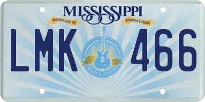MS license plate LMK466