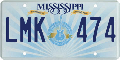 MS license plate LMK474
