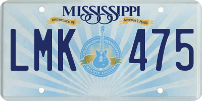 MS license plate LMK475