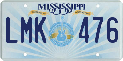 MS license plate LMK476