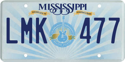 MS license plate LMK477