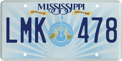 MS license plate LMK478