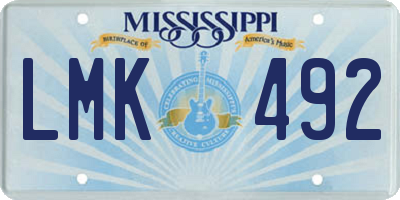 MS license plate LMK492