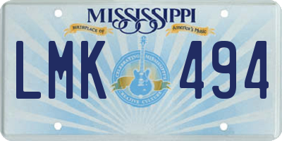 MS license plate LMK494