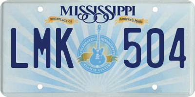 MS license plate LMK504