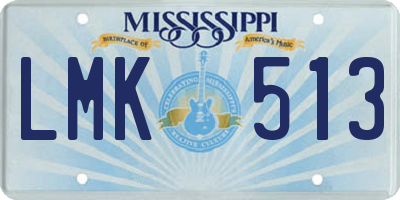 MS license plate LMK513