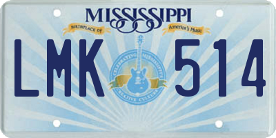 MS license plate LMK514