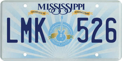 MS license plate LMK526
