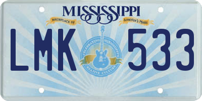 MS license plate LMK533