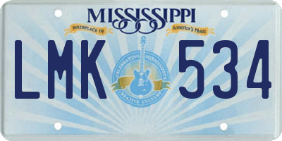 MS license plate LMK534