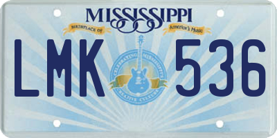 MS license plate LMK536
