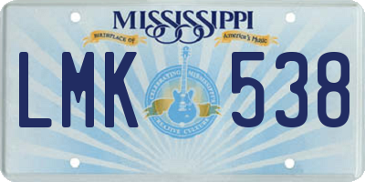 MS license plate LMK538