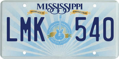 MS license plate LMK540