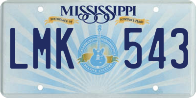 MS license plate LMK543