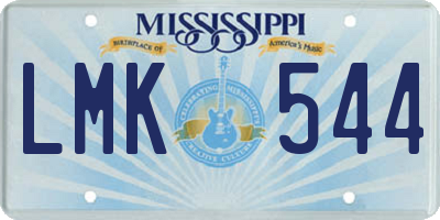 MS license plate LMK544