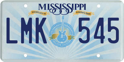 MS license plate LMK545