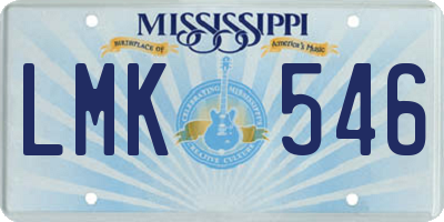 MS license plate LMK546