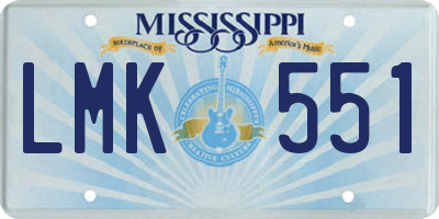 MS license plate LMK551