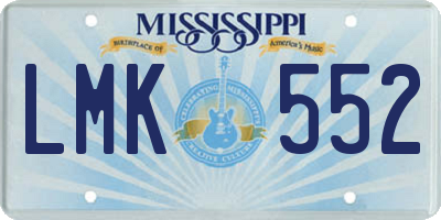 MS license plate LMK552