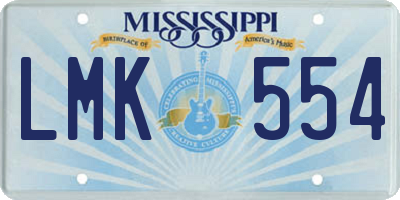 MS license plate LMK554