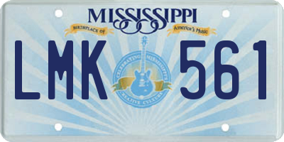 MS license plate LMK561
