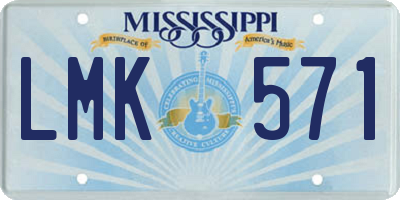 MS license plate LMK571