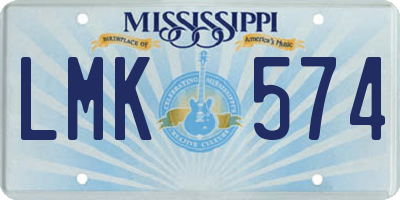 MS license plate LMK574