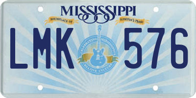 MS license plate LMK576