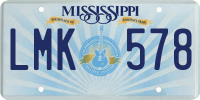 MS license plate LMK578