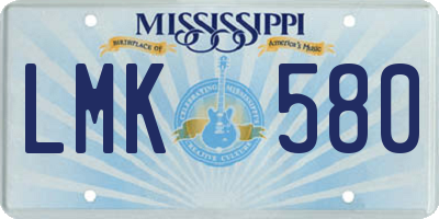 MS license plate LMK580