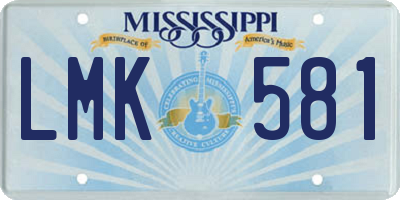MS license plate LMK581