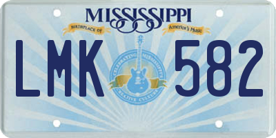 MS license plate LMK582