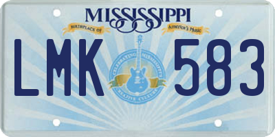 MS license plate LMK583