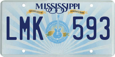 MS license plate LMK593