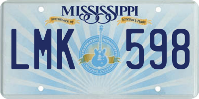 MS license plate LMK598