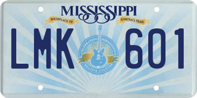 MS license plate LMK601