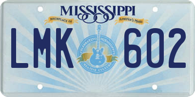 MS license plate LMK602