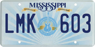 MS license plate LMK603