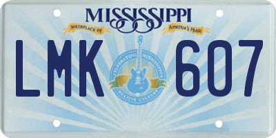 MS license plate LMK607